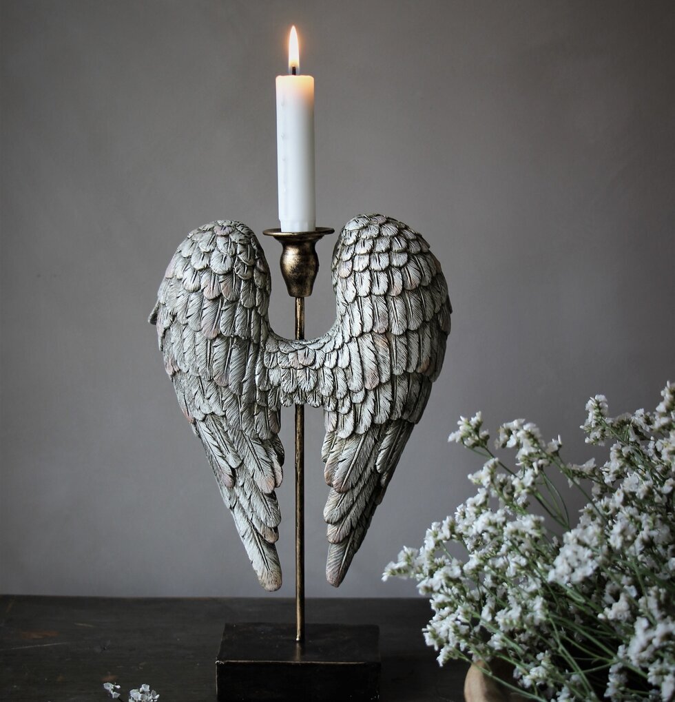 Angelwings Ljusstake Rustic från Majas Cottage med blommor
