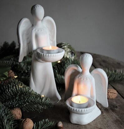 Skyddsängel Stående Vit Keramik från Majas Cottage