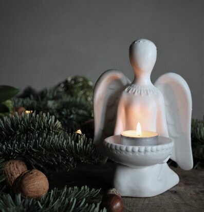 Skyddsängel Sittande Vit Keramik från Majas Cottage, jul