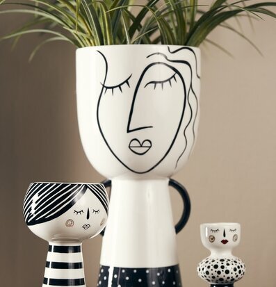 Blomkruka Ansikte Svart/Vit från Bahne med gröna växter