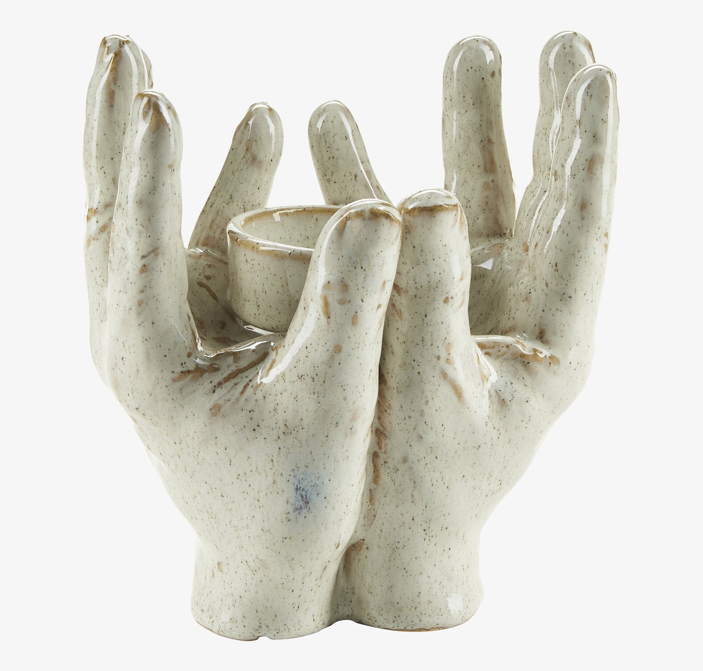 Ljushållare Händer från Bahne i beige och mörkbrun keramik