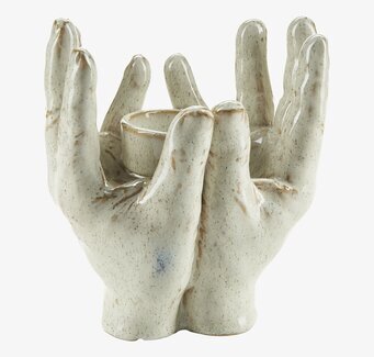 Ljushållare Händer från Bahne i beige och mörkbrun keramik