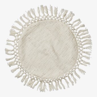 Kudde Fernando Elfenben från Affari med dekorativa fransar