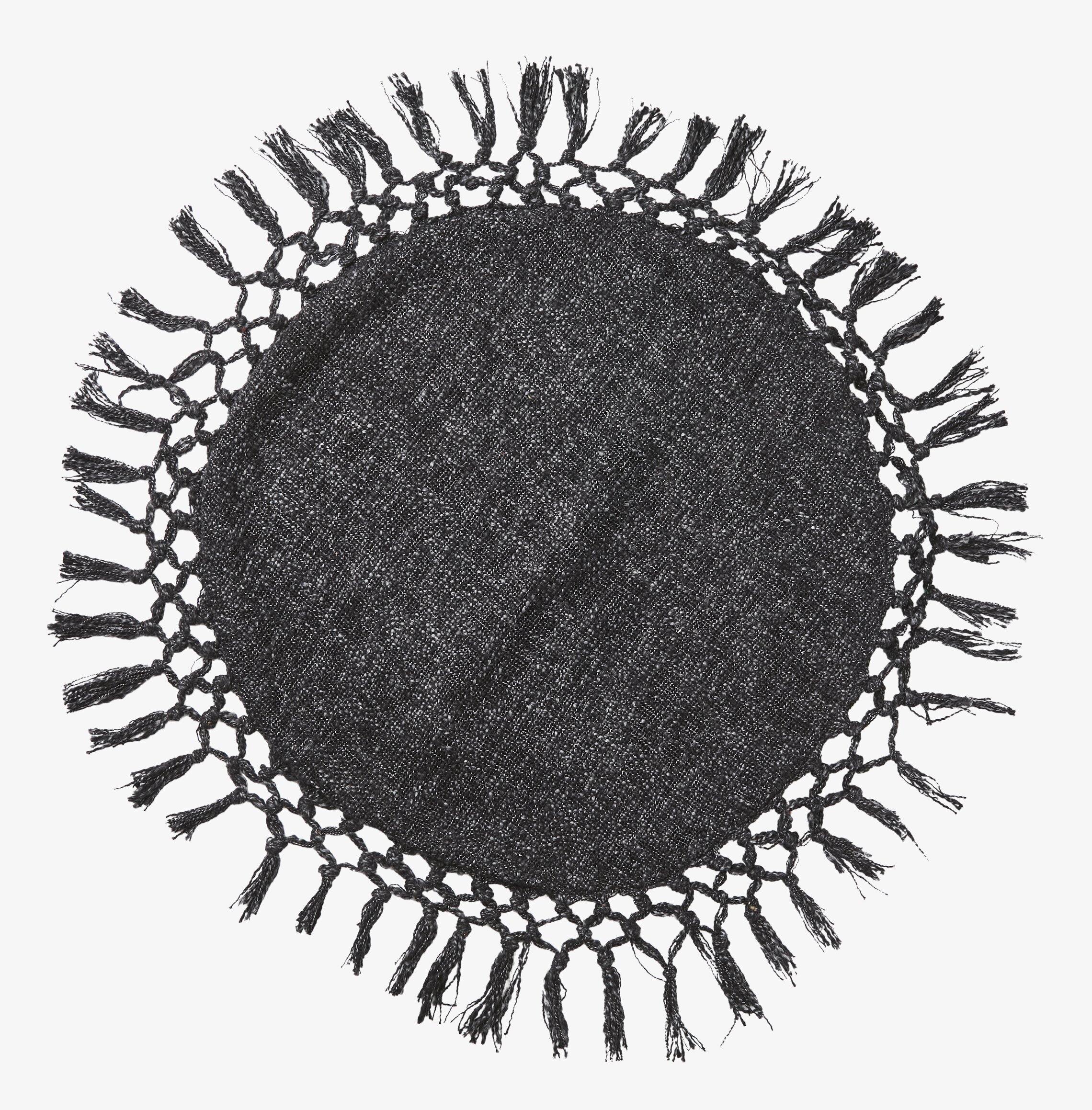 Kudde Fernando Svart från Affari med dekorativa fransar