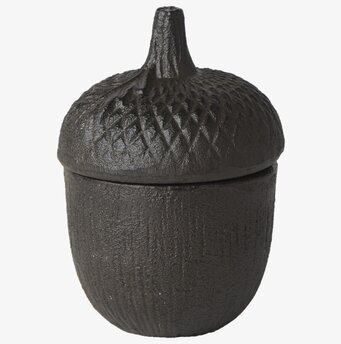 Frej Skål Med Lock från Affari, rustik ekollonformad design