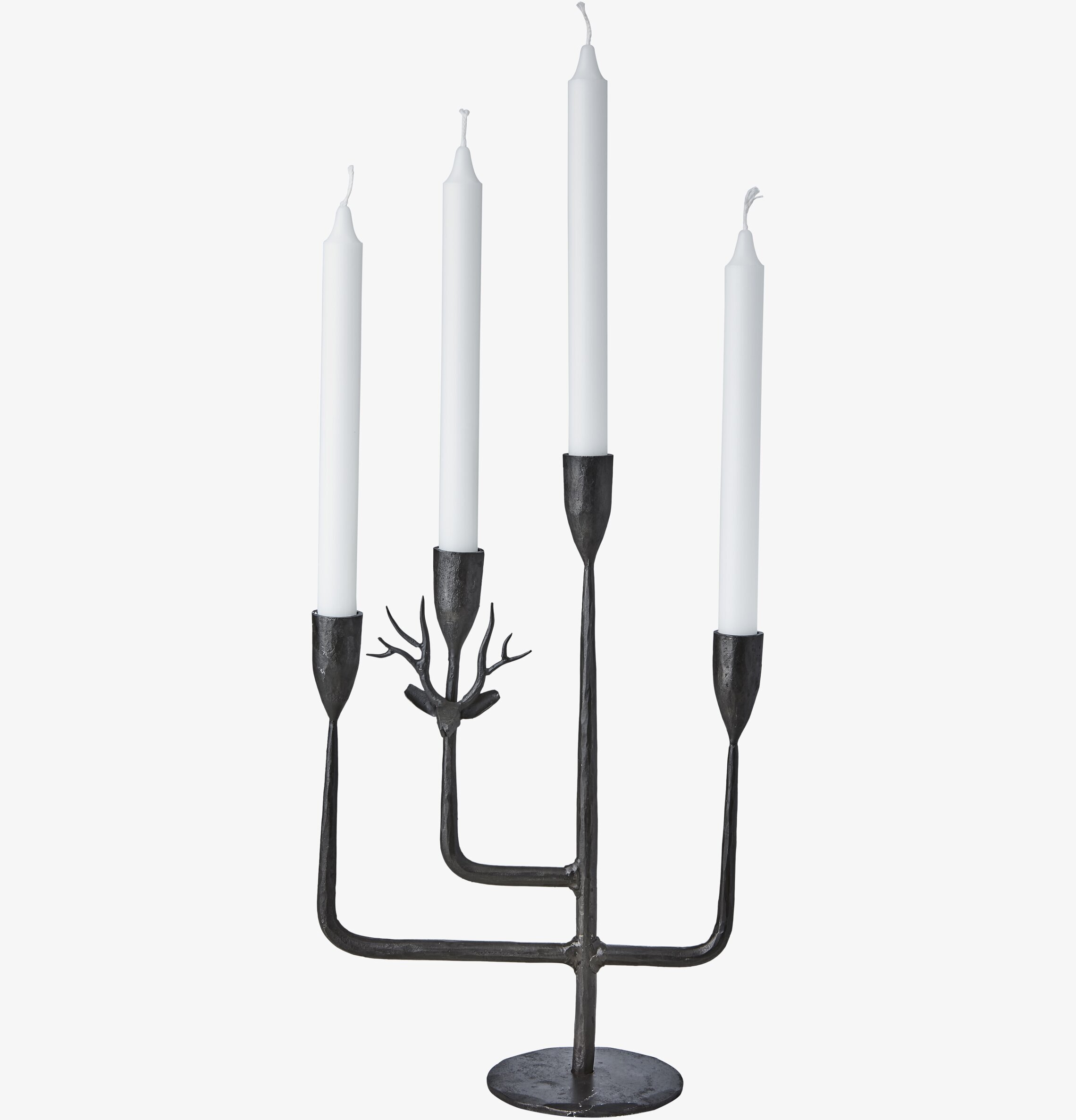 Ljusstake Thor Svart från Affari med hjortdetalj och fyra armar