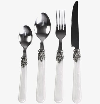 Bestick 16 Delar - Antik Pärlemor Chic Antique Sked Kniv (att äta med) Gaffel