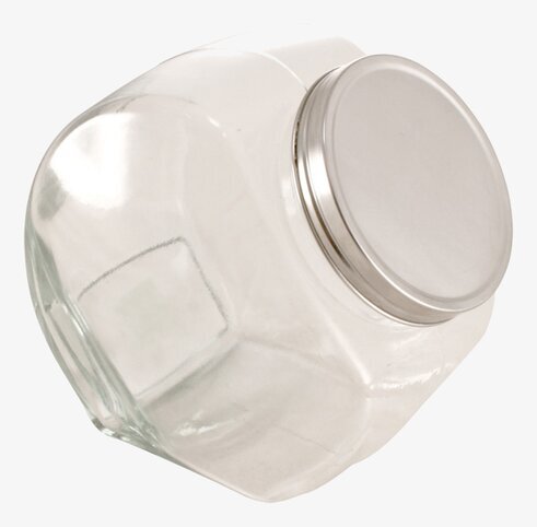 Lutande Glasburk från Strömshaga med rostfritt lock