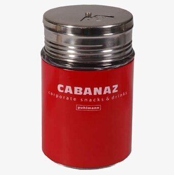 Ströare röd från Cabanaz med metalliskt lock och vit text