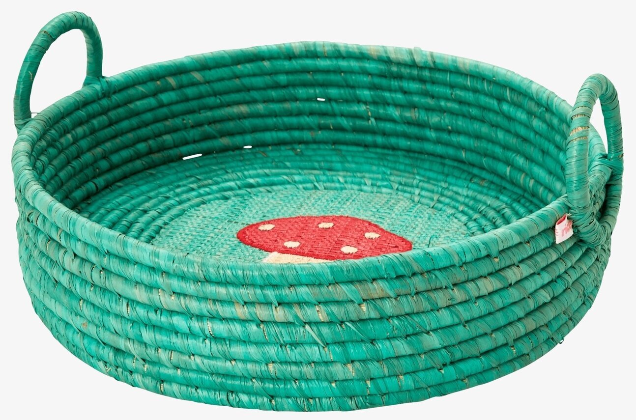 Broderad Brödkorg Mushroom från Rice med turkos färg