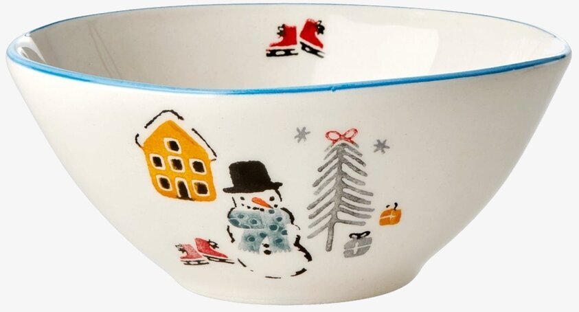 Skål Stengods Snowman Xmas20 från Rice med julmotiv