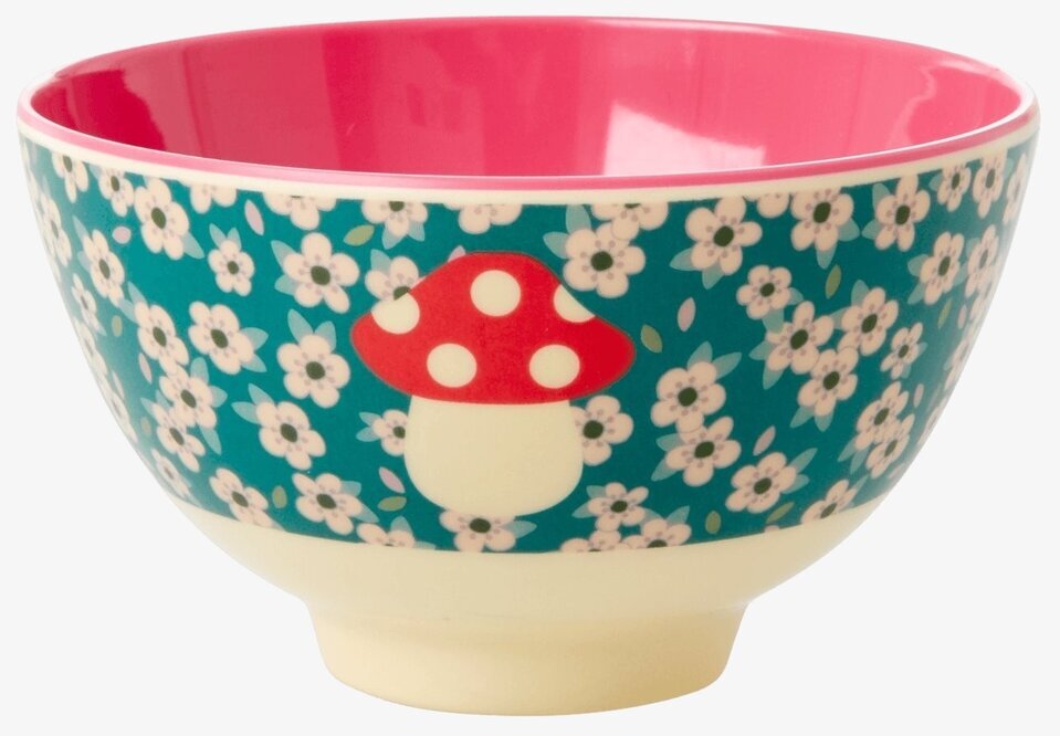 Skål Mushroom Print Xmas från Rice med färgglada mönster