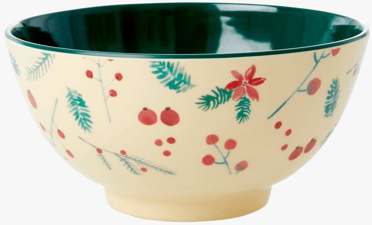 Skål Poinsettia Print Xmas20 från Rice med julmotiv