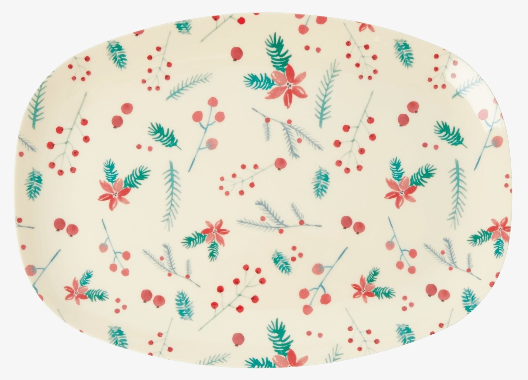 Tallrik Poinsettia Print Xmas20 från Rice med julmotiv