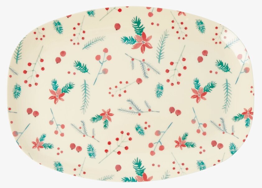 Tallrik Poinsettia Print Xmas20 från Rice med julmotiv