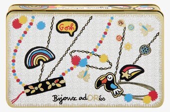 Bild av lekfull och färgglad plåtburk för smycken