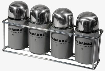 Kryddställ stålgrå från Cabanaz med fyra kryddburkar