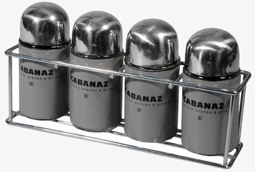 Kryddställ stålgrå från Cabanaz med fyra kryddburkar