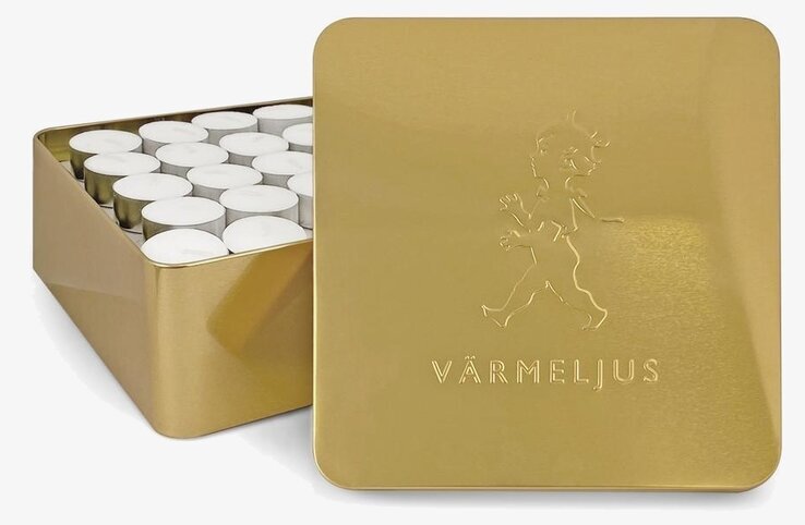 Plåtburk Värmeljus Guld från Solstickan med elegant design