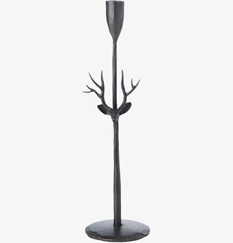 Ljusstake Svart Thor från Affari med rå, svart metallfinish