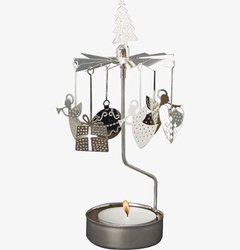Bild av dekorativt änglaspel i silver med julmotiv