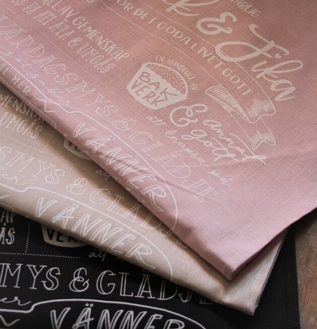 Handduk Kärlek & Fika Recept Svart från Majas Cottage