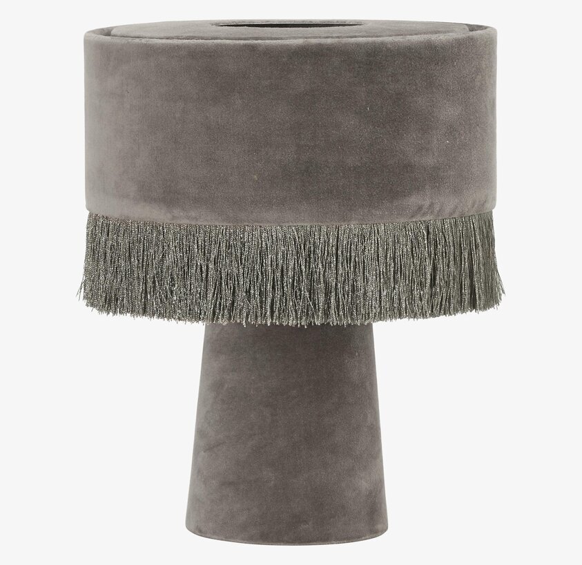 Alexis Bordslampa Grå från PR Home med sammet och fransar