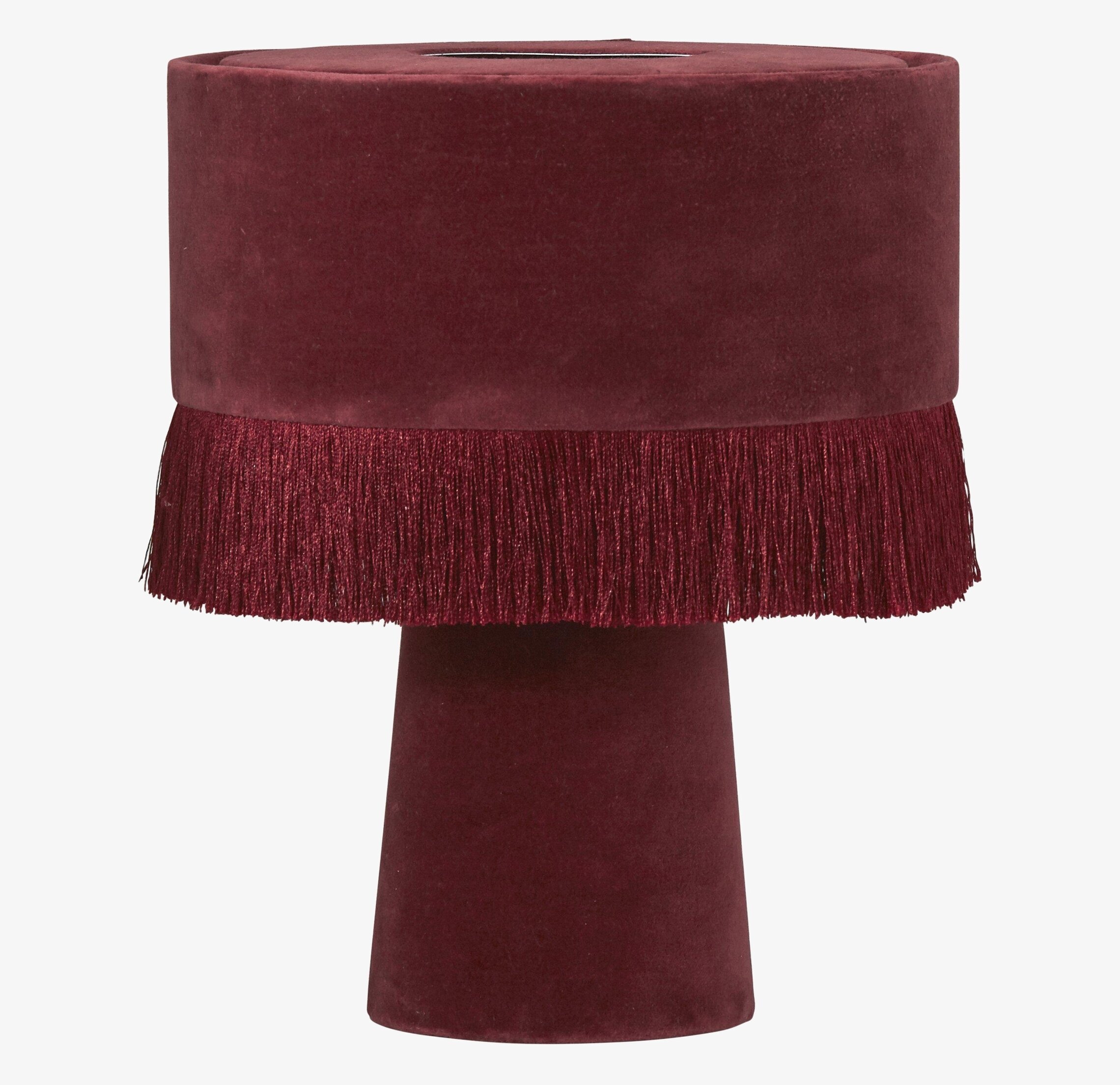 Alexis Bordslampa Vinröd från PR Home med sammet och frans