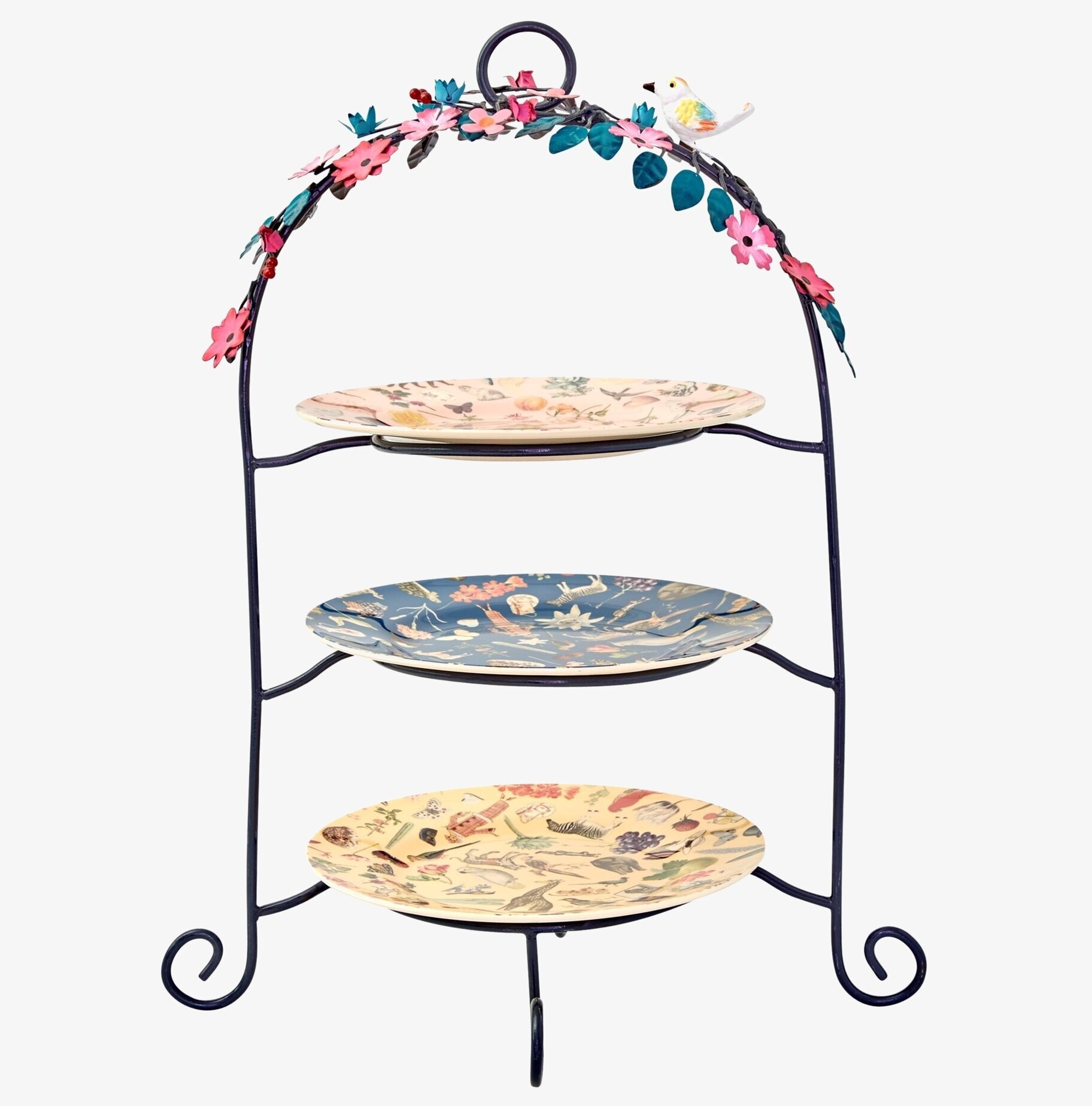 Tallriksställ Bird & Flowers från Rice med tre nivåer