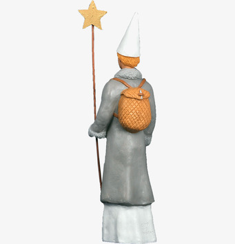 Stor Stjärngosse Anders från Sverigealmanackan i grå dräkt