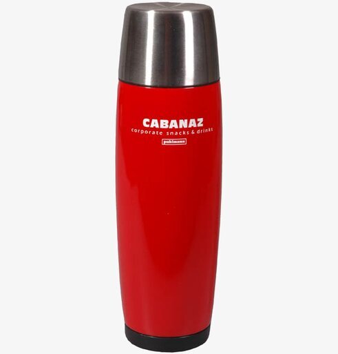 Termos röd från Cabanaz med rostfri kopp och logotyp