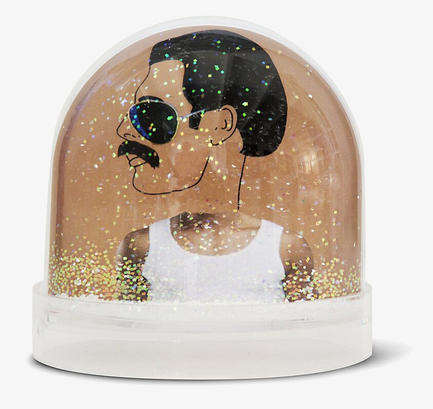 Snöglob Freddy M från Shake it Baby med glitter och figur