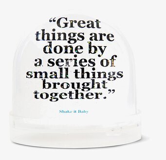 Snöglob Vincent M från Shake it Baby med inspirerande citat