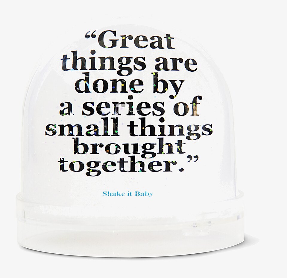 Snöglob Vincent M från Shake it Baby med inspirerande citat