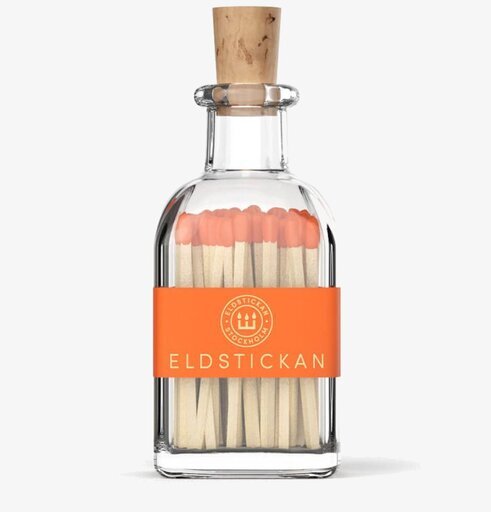 Tändstickor Liten Eld från Eldstickan i glasflaska med kork