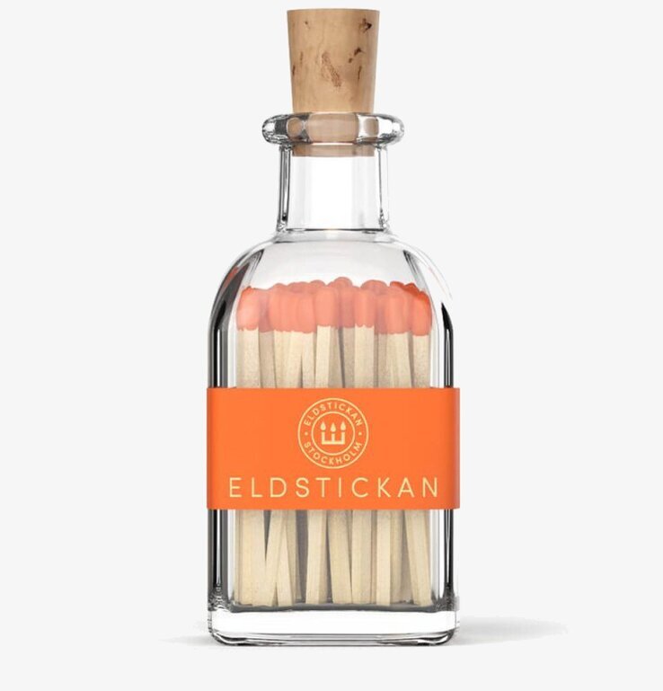 Tändstickor Liten Eld från Eldstickan i glasflaska med kork