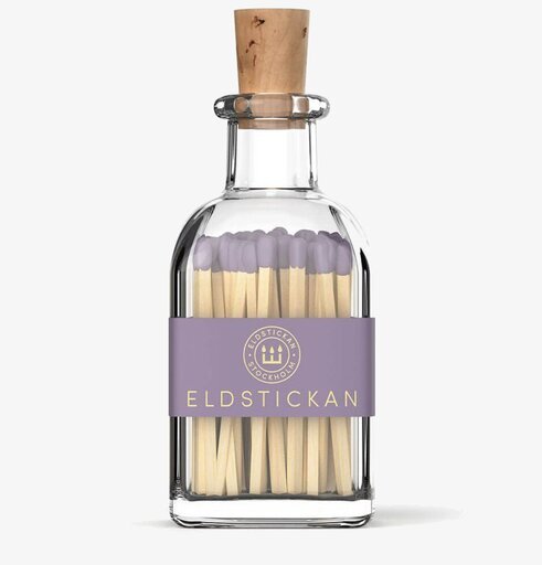 Eldstickan Tändstickor Liten Lavendel i glasflaska