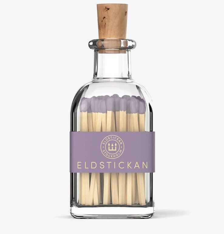 Eldstickan Tändstickor Liten Lavendel i glasflaska