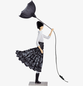 Bordslampa Aura från Skitso med kvinnofigur och paraply