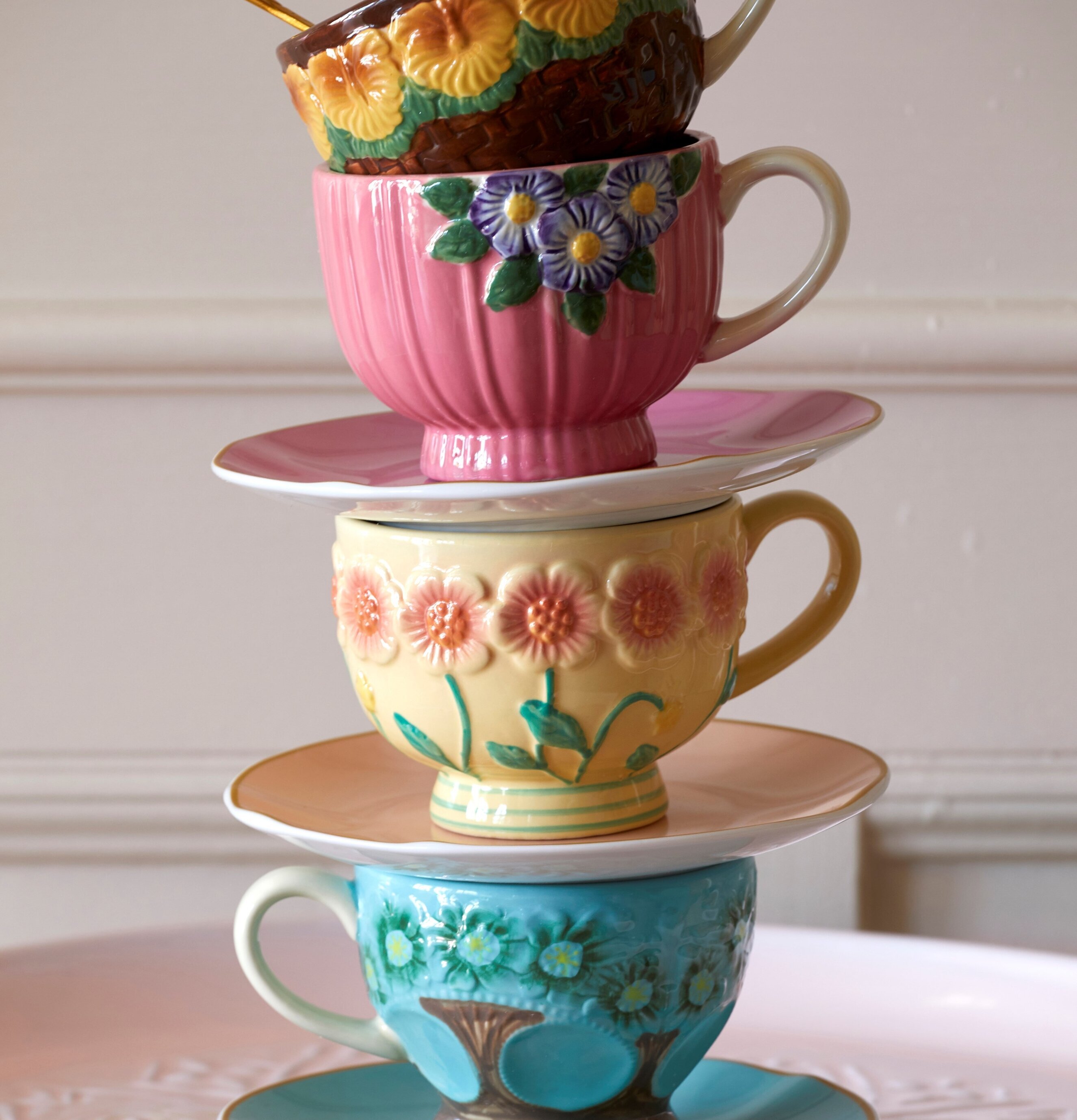 Keramikmugg Creme Flower Design från Rice med blommönster