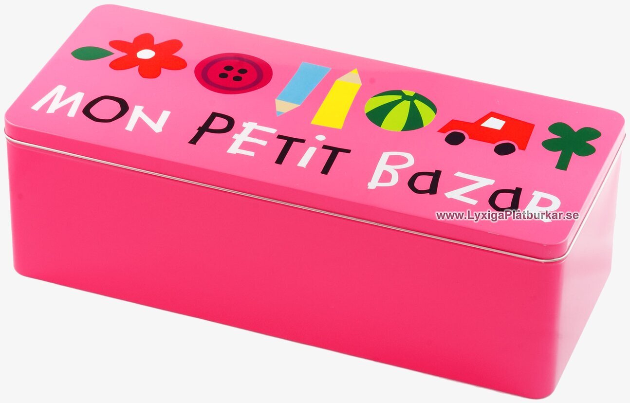 Bild av färgglad och lekfull plåtburk för förvaring