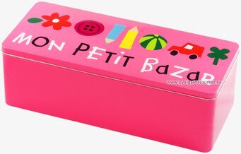 Bild av färgglad och lekfull plåtburk för förvaring