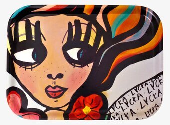 Frukostbricka Lycka från Dixie med färgglatt ansiktsmotiv