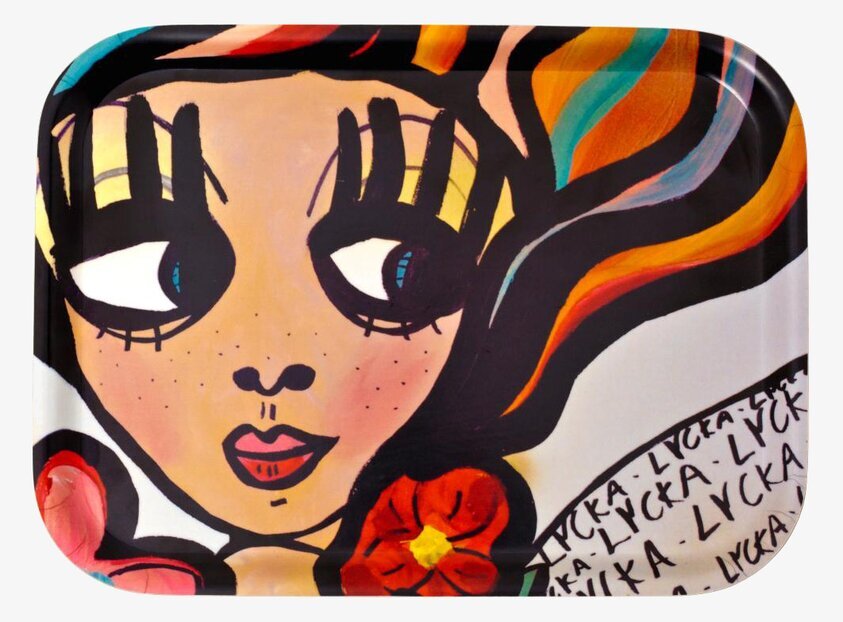 Frukostbricka Lycka från Dixie med färgglatt ansiktsmotiv