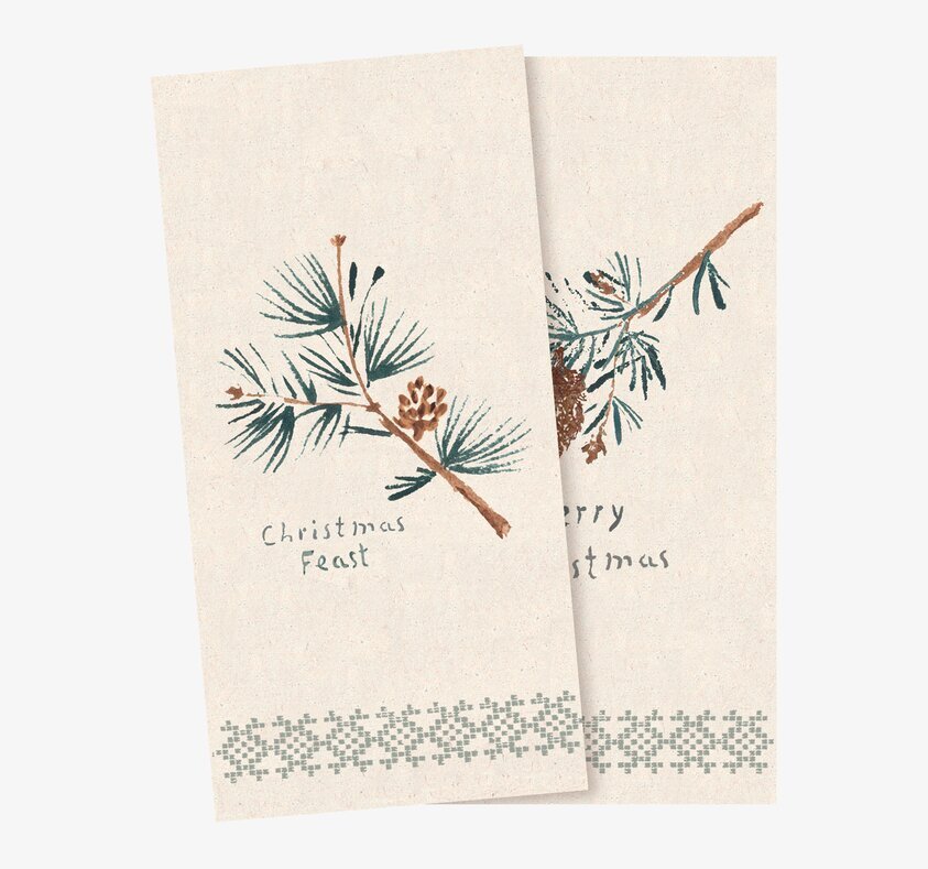 Servetter - Pine Cones från Maileg med juldesign och text