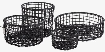 Ernst Korgar Set om 4 i flätat svart material för förvaring