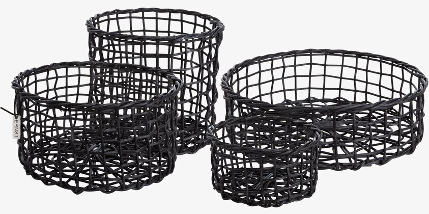 Ernst Korgar Set om 4 i flätat svart material för förvaring