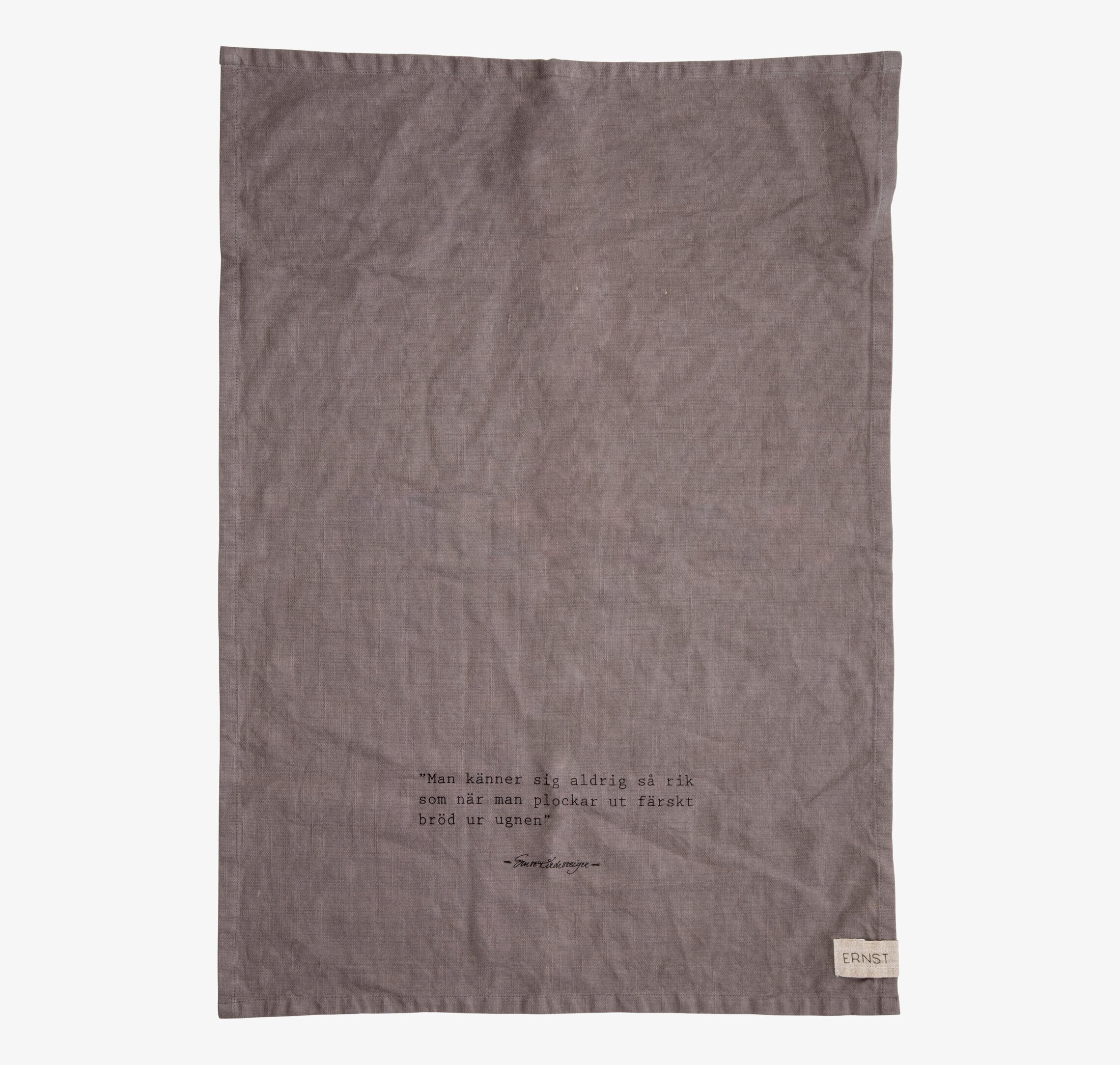 Kökshandduk Bröd Grå från Ernst med tryckt text och etikett