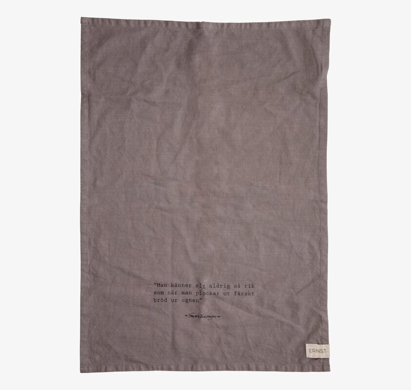 Kökshandduk Bröd Grå från Ernst med tryckt text och etikett