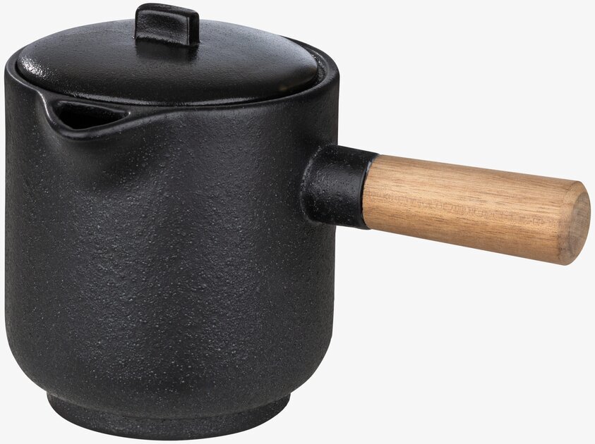 Kanna Med Handtag Svart från Ernst med trähandtag och lock